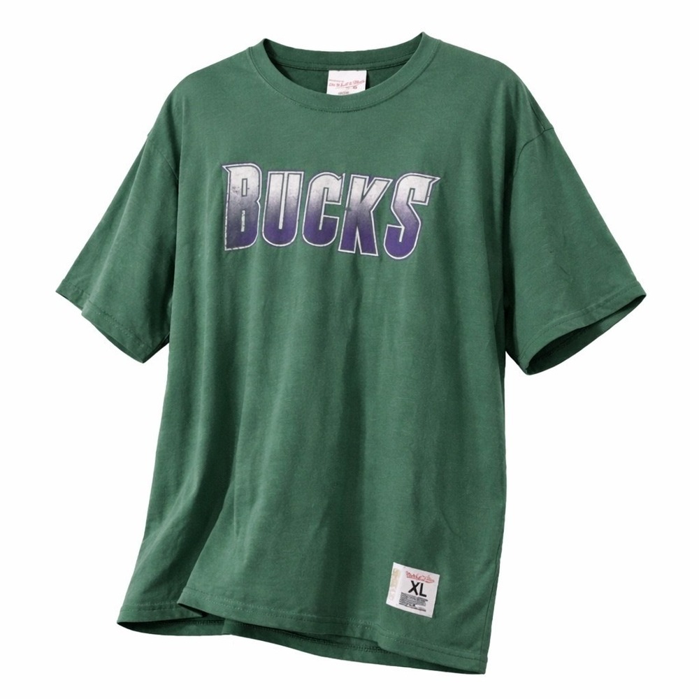 Mitchell & Ness Milwaukee Bucks NBA Slub T-Shirt Green Mens XL NWT Streetwear